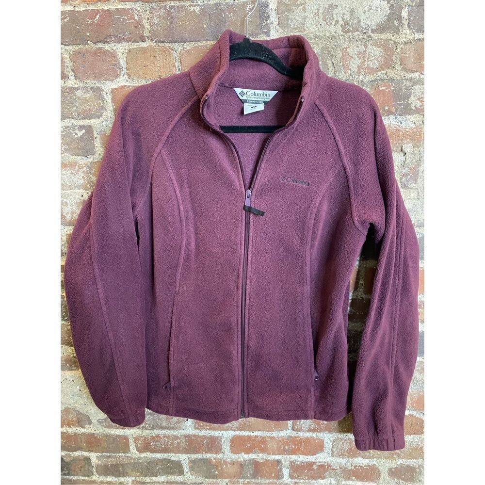 Columbia Purple Fleece Full Zip Jacket Cinch Hem Ladies Size M
